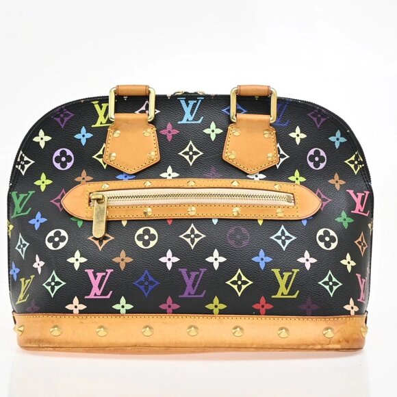 LOUIS VUITTON LV Logo Alma Hand Bag Monogram Multi Color Black M92646 50EE642 - Picture 3 of 12